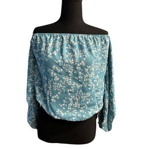 Floral off the shoulder long sleeve blouse